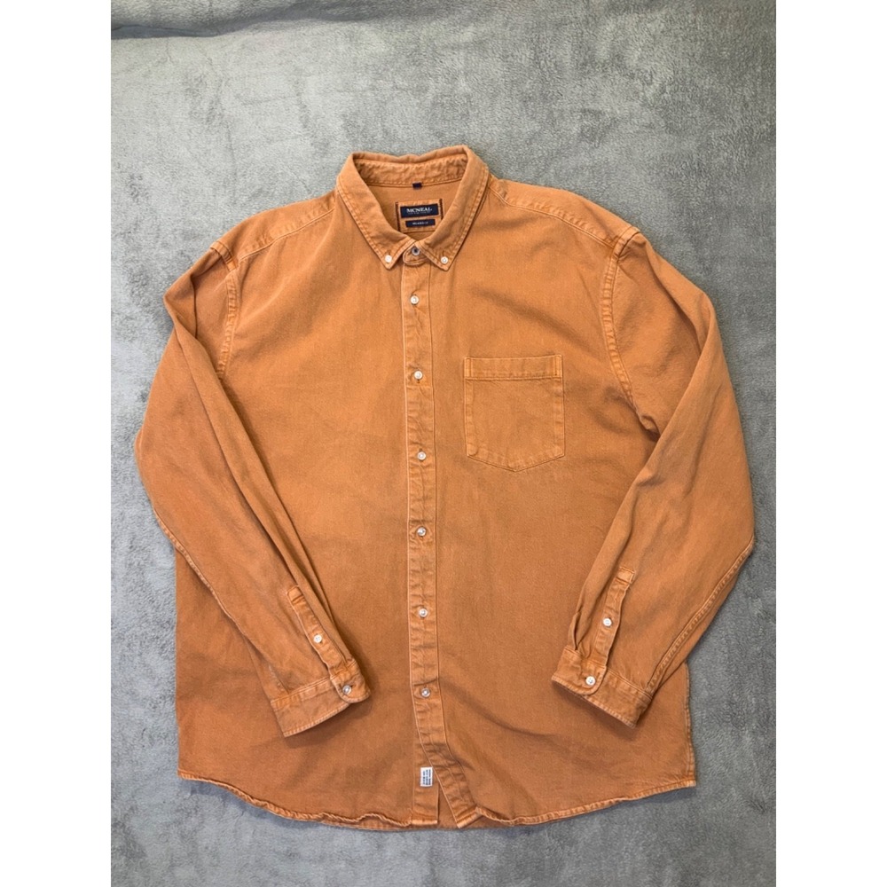 MCNEAL Clothing Co. Mens Long Sleeve Jeans Shirt Size XXL ORANGE-Relaxed Fit EUC